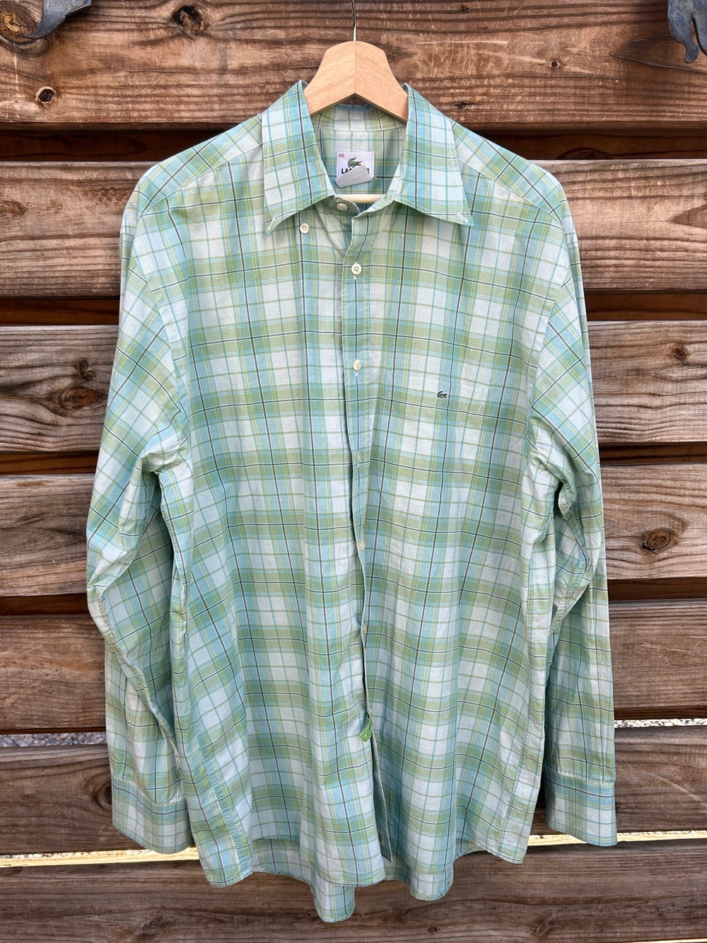 Lacoste Green Plaid Men’s Button Down - XL